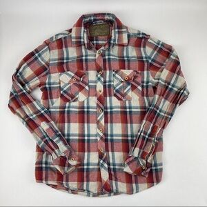 Rustic Outfitter Button Up Shirt Mens Small Red Plaid Long Sleeve